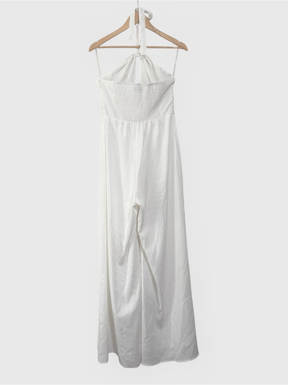 White Halter Wide Leg with Front Keyhole Jumpsuit - Picture 8 of 8